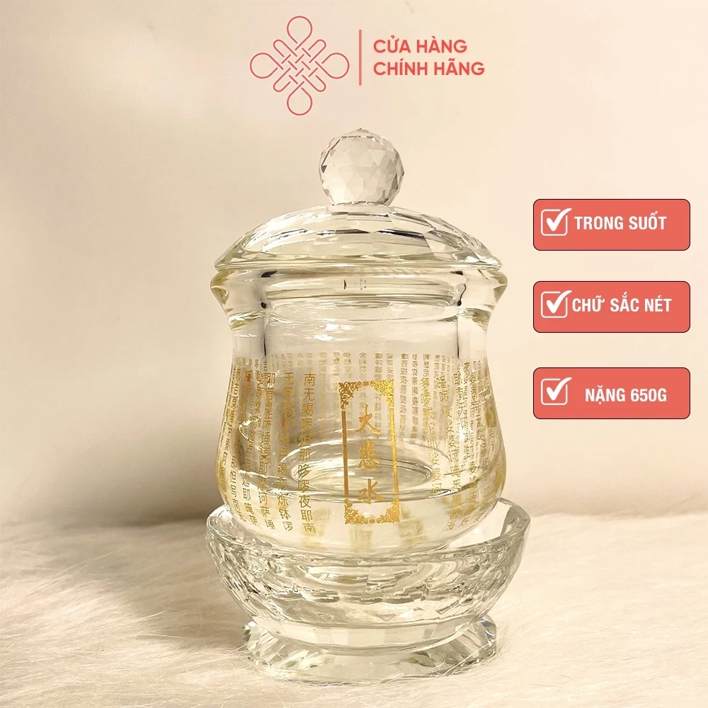 Ly nước cúng Phật Phale Khắc Chú Đại Bi Chất Liệu Pha Lê - Cửa Hàng Phật Giáo Thái Linh