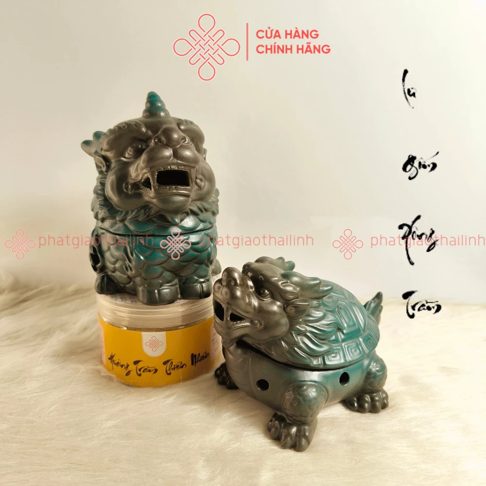 Lư Gốm Xông Trầm Hình Kỳ Lân/ Long Quy (Tặng Kèm 3 Nụ Trầm) - Cửa Hàng Phật Giáo Thái Linh