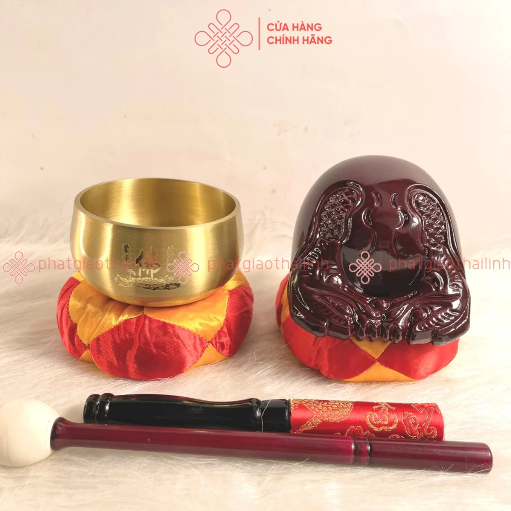 Bộ Chuông Mõ Đài Loan 5in, Chuông Trơn Chữ Phật Và Mõ Long Não - Cửa Hàng Phật Giáo Thái Linh