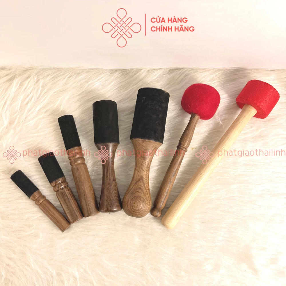 Dùi Chuông Xoay Nepal Size Lớn, Dùi Gỗ Đầu Bọc Da, Dùi Bông - Cửa Hàng Phật Giáo Thái Linh